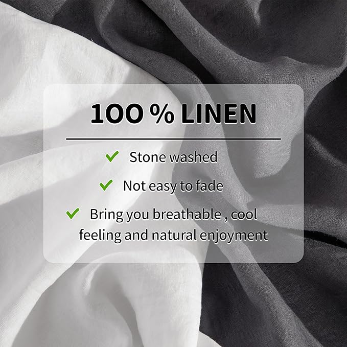 LBRO2M 100% Pure Linen Sheet Set Deep Pocket Up to 16" Bed Sheets Sets - Image 5