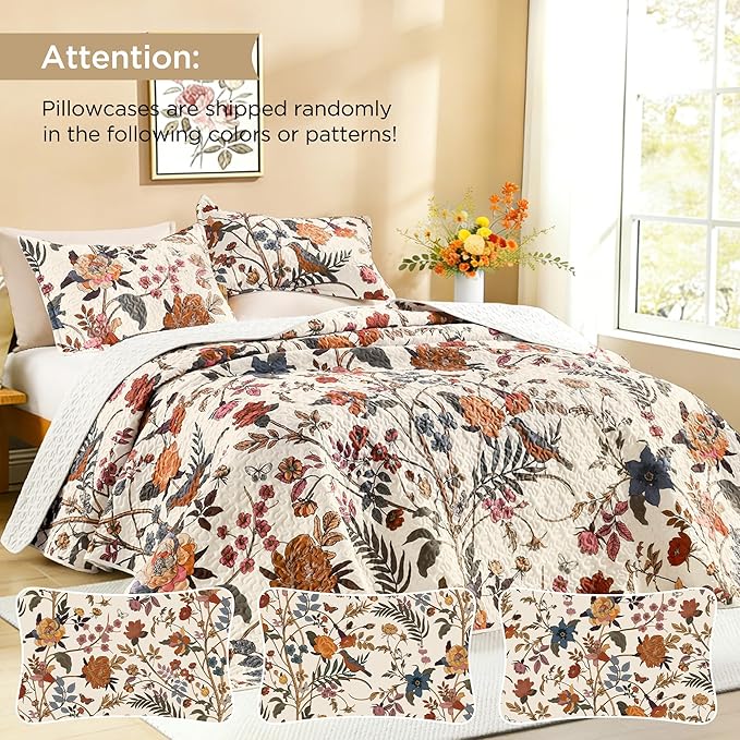 Litanika Floral Light Beige Quilt King Size - Image 3