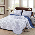 ROOMLIFE Quilt Set Full Size 3D Floral Embroidery Pattern 3-Piece Cotton by ROOMLIFE