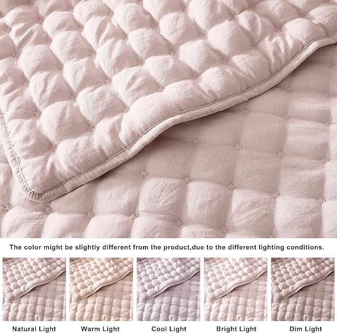 WDCOZY Pink Queen Size Quilt Bedding Sets - Image 2