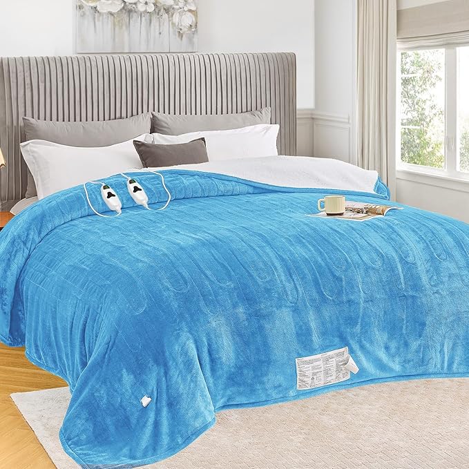 greenoak Heated Blanket Electric King Size 100"X90" Dual Control, Heating by Greenoak