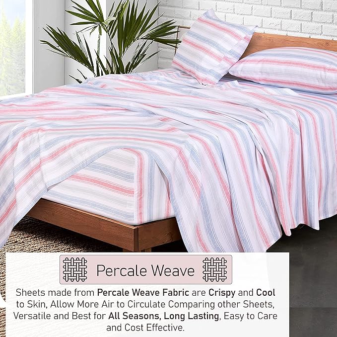 RUVANTI 100% Cotton Sheets – Queen Size Percale Bedding, Cooling & Breathable - Image 3