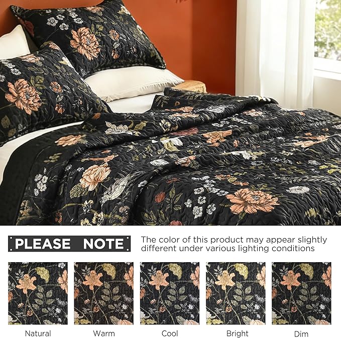 Litanika Floral Black Quilt California King Size - Image 7