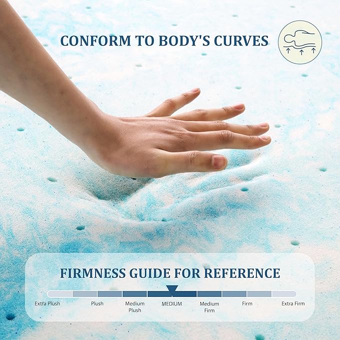 EGO Topper 3 Inch Twin XL Memory Foam Mattress Topper, Cooling Gel Foam - Image 2