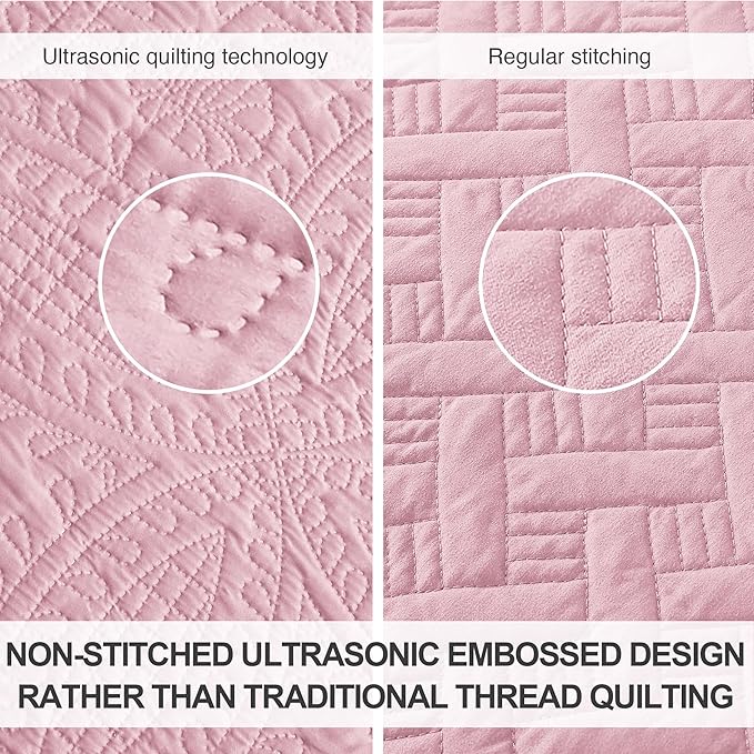 Love's cabin Oversized King Size Quilt Bedding Set Pink Bedspreads - Image 3