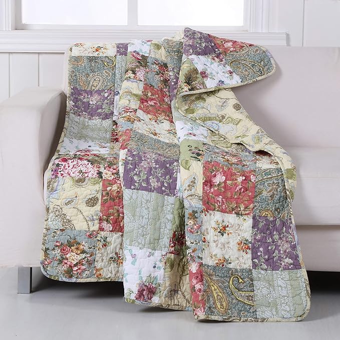 Greenland Home Blooming Prairie Quilted Patchwork Throw - Image 2