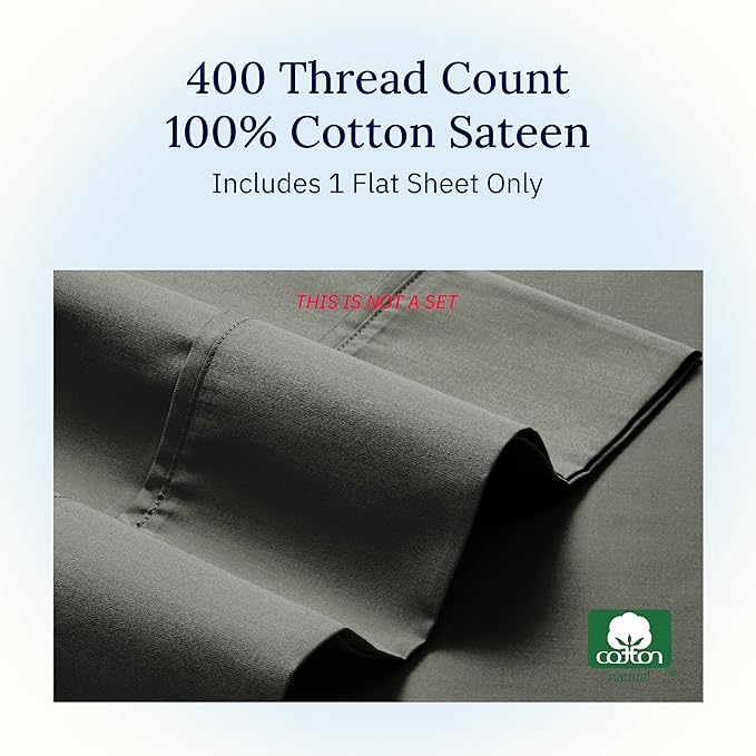 California Design Den Natural 100% Cotton Flat Sheet Twin - Image 5