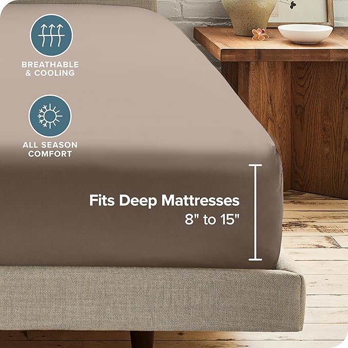 Bare Home 2-Pack Fitted Bottom Sheets King - Image 4