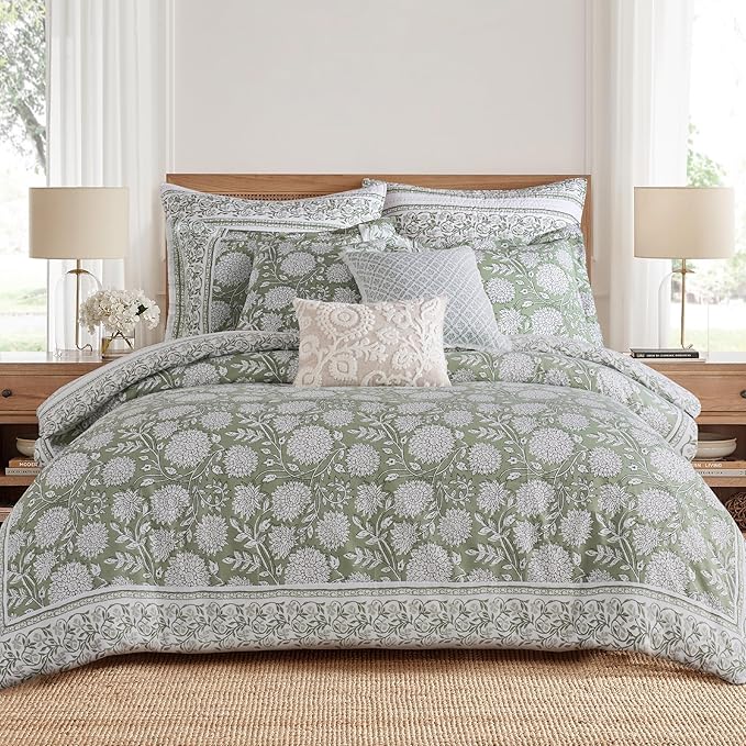 Levtex Home Adare Sage Reversible Queen Duvet Cover Set - Image 2