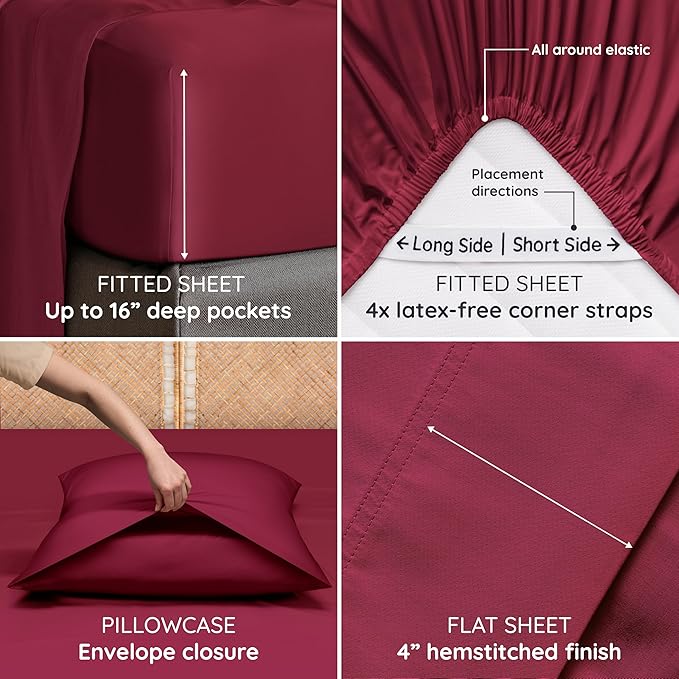 Bambaw Queen Size 4pcs Cooling Sheets Set 100% Viscose Derived from Bamboo - Image 5