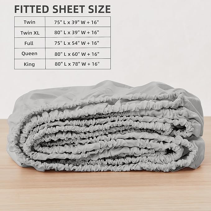 HBHLFZ Twin Fitted Sheet Only 2 Pack, Soft Breathable Bottom Sheet - Image 2