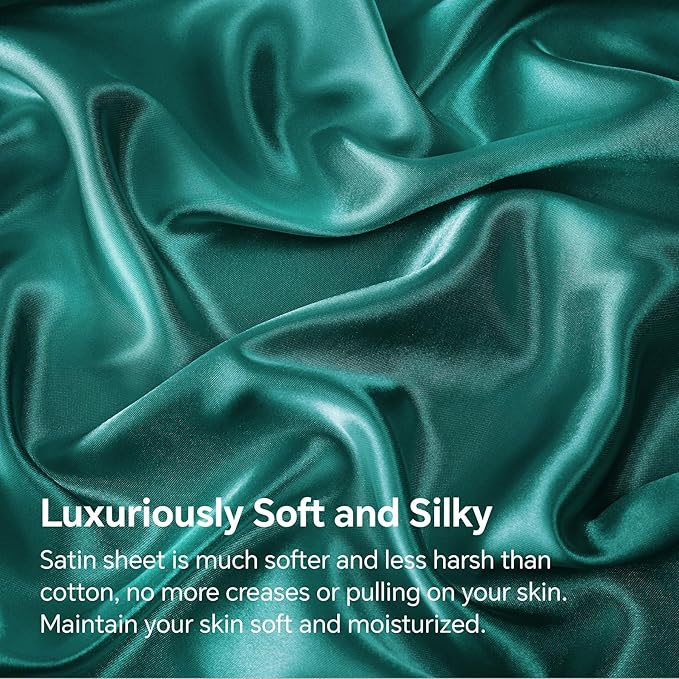 BEDELITE Satin Fitted Sheet and Pillowcases Set, Luxury Soft Similar to Silk - Image 3