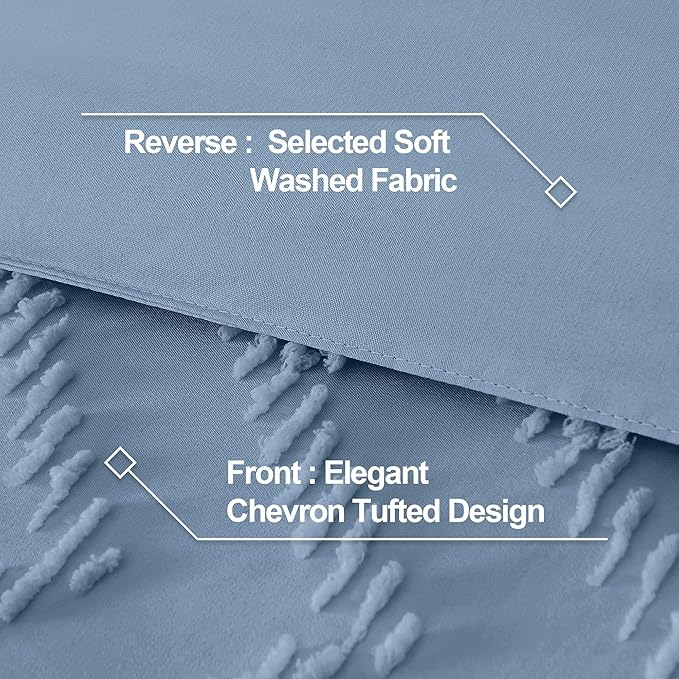 Andency Greyish Blue Oversized Queen Comforter Set, Boho Soft Warm Bedding - Image 8