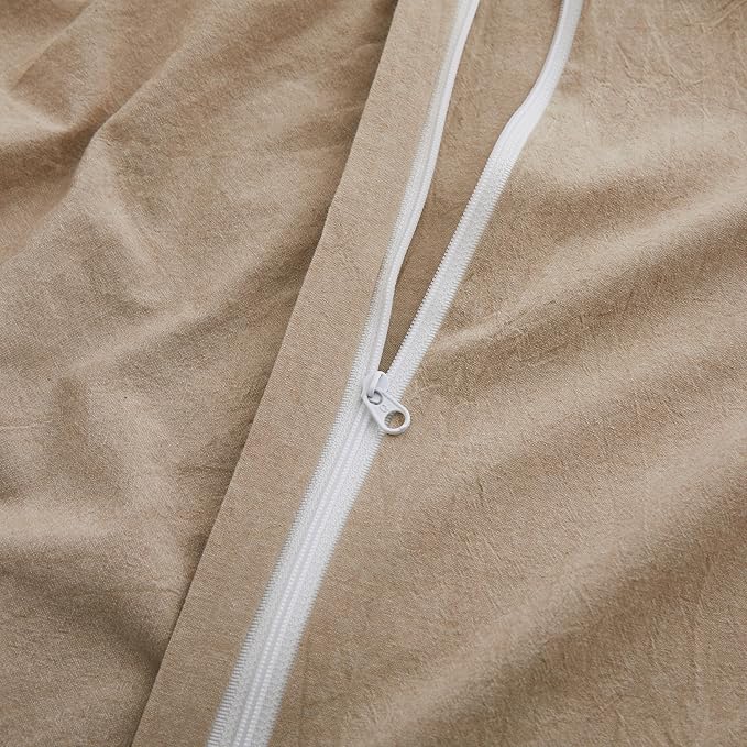 LOVQUE 100% Washed Cotton Duvet Cover Set King Size, Linen Like Natural Bedding - Image 5
