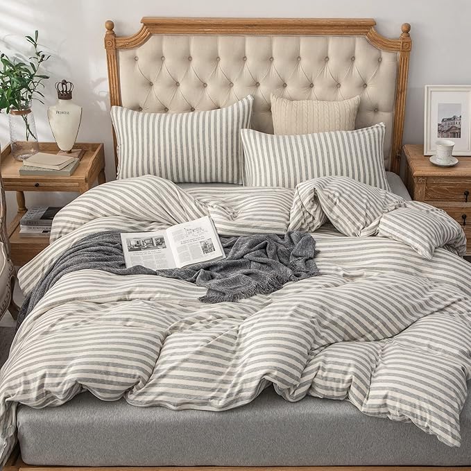 PURE ERA Jersey Knit Duvet Cover Set 100% T-Shirt Heather Cotton Super Soft - Image 4