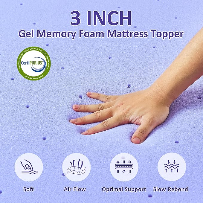 3 Inch Gel Memory Foam Mattress Topper Full Size - Image 5