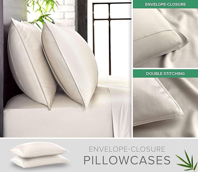 Queen Pillowcases by Pure Bamboo, Genuine 100% Organic Viscose Derived from - Image 2