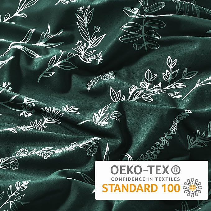 MUXHOMO Duvet Cover Queen Size, Reversible Floral Forest Green Duvet Cover Set - Image 5
