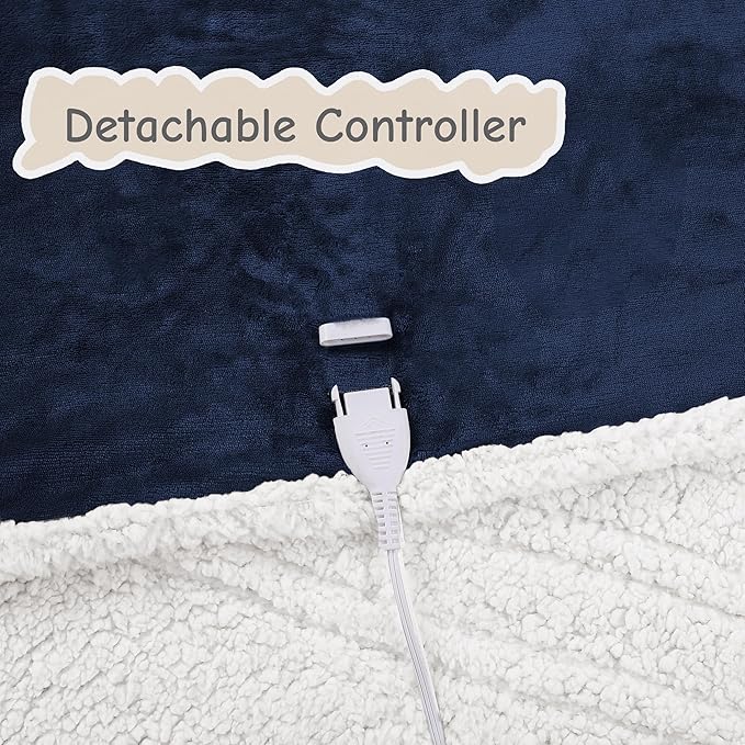 Electric Heated Blanket Queen Size 84"x90", Soft Flannel - Image 7