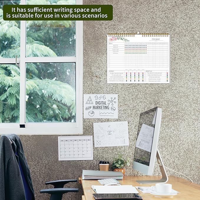 Habit Tracker Calendar, 12 Monthly Habit Tracker Journal - Image 4
