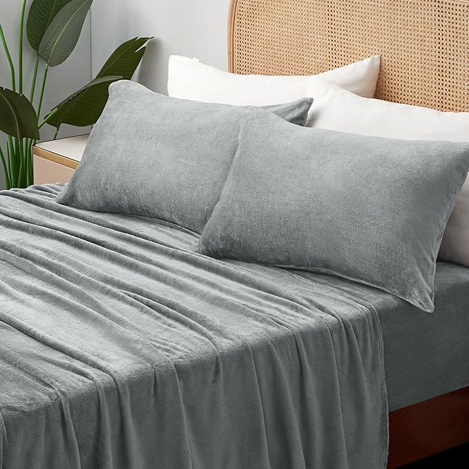 BEDELITE Flannel Sheets Full Size Grey - Image 2