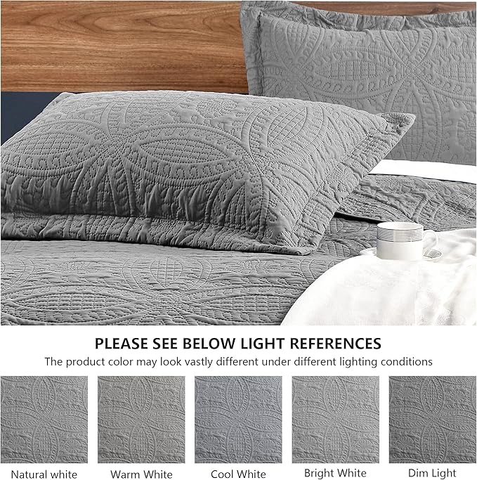 Love's cabin Quilts for Queen Bed Grey Bedspreads - Image 5
