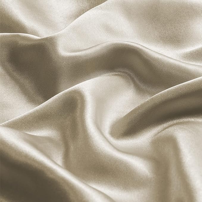 BEDELITE Satin Pillowcase with Zipper, Taupe King Size Pillow Cases Set of 2 - Image 3