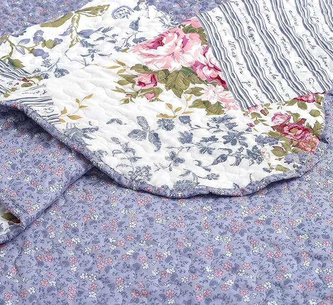 Brilliant Sunshine Rose Violet Patchwork, 2-Piece Quilt Set - Image 5
