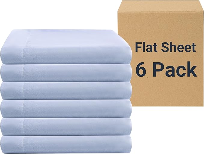 ZPECC Full Flat Sheet Only 6 Pack, Durable Light Blue Top Bed Sheets by ZPECC-ABrandThatHasBeenFocusedOnBabyProductsFor18Years