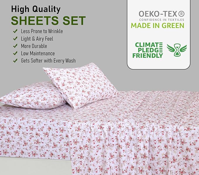 RUVANTI 100% Cotton Sheets – California King Percale Bedding, Cooling & - Image 7