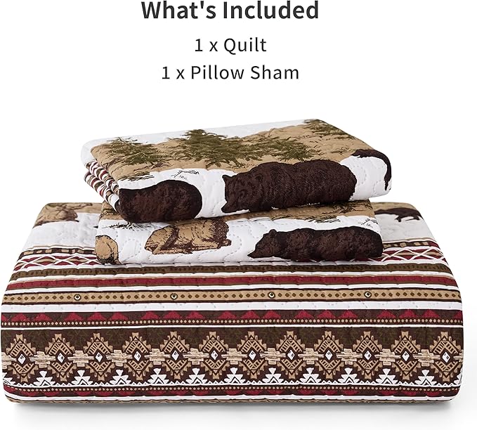 PPOLCA Cabin Twin Quilt Bedding Set, Christmas Lightweight Reversible Rustic - Image 6