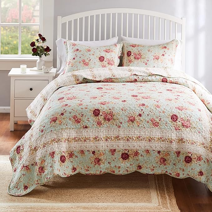 Greenland Home Antique Rose 100% Cotton Heirloom-Quality Quilt Set, 3-Piece - Image 9