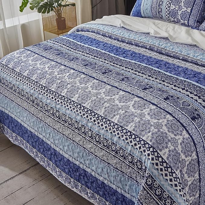 WONGS BEDDING Boho Quilt Set Twin Size, Lightweight Bedspread Coverlet Bedding - Image 5