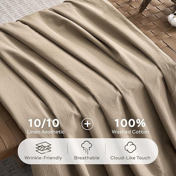 JELLYMONI 100% Washed Cotton Duvet Cover Twin – Soft, Breathable Linen-Look - Image 3