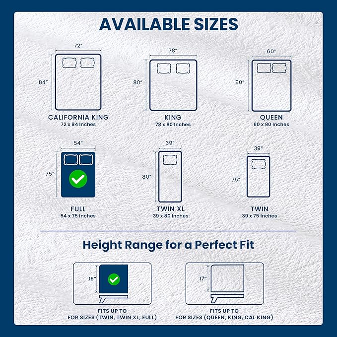 Full Size Mattress Protector Waterproof, Premium 200 GSM Terry Mattress Cover - Image 3