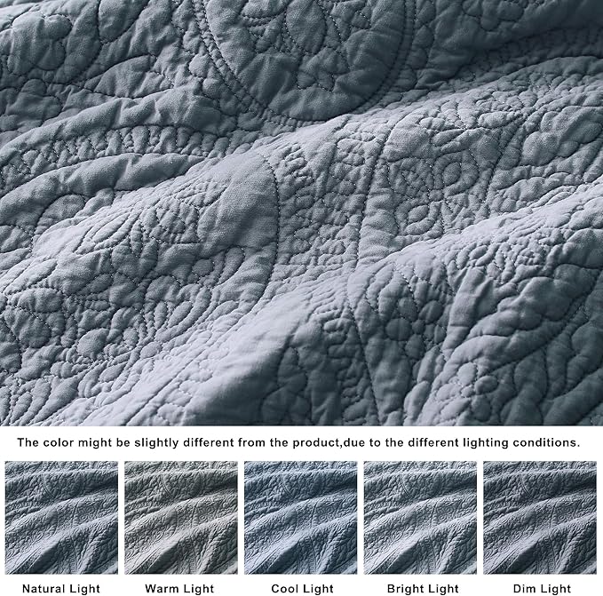 PALASSIO Dusty Blue Paisley 100% Cotton Quilt Queen Size Bedding Set - Image 6