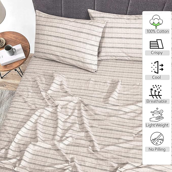 RUVANTI 100% Cotton Sheets – Split King Size Percale Bedding, Cooling & - Image 2
