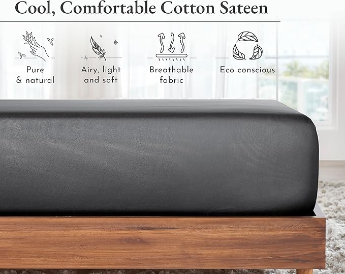 California Design Den Twin XL Fitted Sheet Only, Soft 100% Cotton Sateen - Image 6
