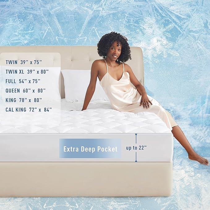 Sunflower Cooling Quilted Twin XL Mattress Protector, Mattress Pad Twinxl Chill - Image 5