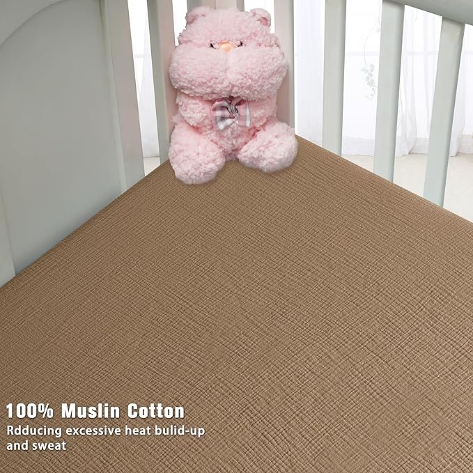 GUNTAIL Muslin Crib Sheets for Boys Girls 100% Cotton Fitted Baby Crib Sheet 2 - Image 6