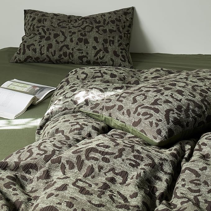 mixinni Leopard Duvet Cover Twin XL Size, Premium Yarn-Dyed Jacquard Cotton - Image 4