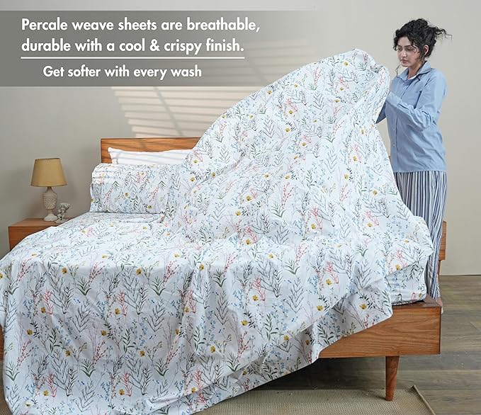 RUVANTI 100% Cotton Sheets – Queen Size Percale Bedding, Cooling & Breathable - Image 3
