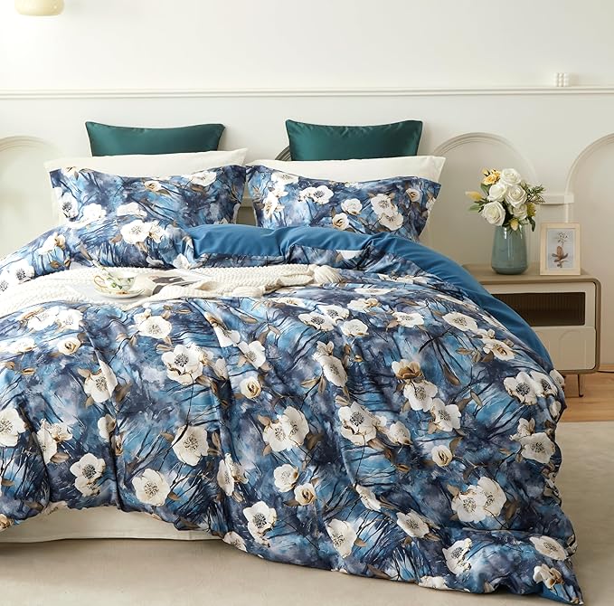 Cupocupa Duvet Cover Queen Size Set Boho Floral Pattern Queen Duvet Cover Set - Image 3