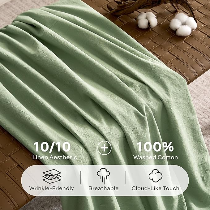 JELLYMONI 100% Washed Cotton Duvet Cover Queen – Soft, Breathable Linen-Look - Image 3
