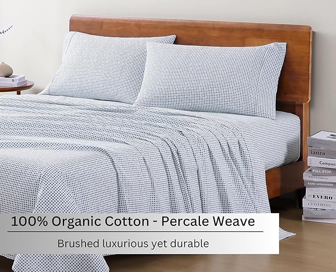 LANE LINEN 100% Organic Cotton Printed California King Size Bedding Sheets & - Image 3