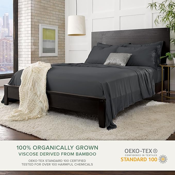 Pure Bamboo Twin Sheets, Genuine 100% Organic Viscose Derived from Bamboo Bed - Image 2
