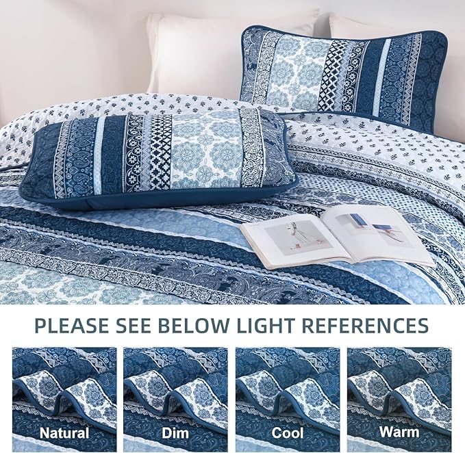 WONGS BEDDING Boho Quilt Set Twin Size, Lightweight Bedspread Coverlet Bedding - Image 6