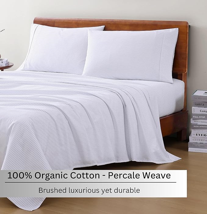 LANE LINEN 100% Organic Cotton Printed California King Sheets Set, 4-Piece All - Image 3