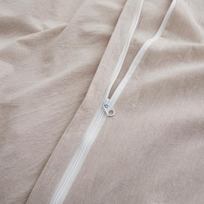 LOVQUE Linen Light Grey Duvet Cover Twin Size, 100% Washed Cotton Linen Like - Image 5