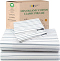 California Design Den Full Sheet Set Stripe, 100% Organic Cotton Percale Sheets by CaliforniaDesignDen